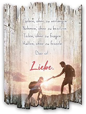 Kreative Feder Wandbild Liebe aus Holz im Shabby Chic Landhaus-Stil - Holzschild Größe 30x20cm (Das ist Liebe)