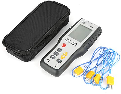 Thermoelement Thermometer 4-Kanal K-Typ HT-9815 LCD Temperatur Messgerät Messbereich - 200 ° C bis 1372 ° C