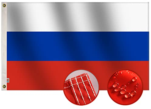 rhungift Premium Russland Flagge, 90 x 150 cm, langlebig, Oxford Nylon 210D | vierfach genähte Fliegenenden, Messingösen für einfache Präsentation, russische Sowjetunion-Flaggen, 90 x 150 cm
