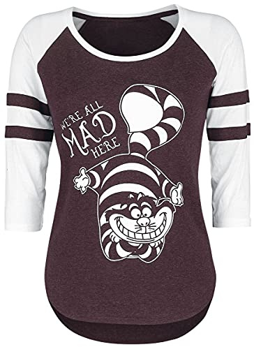 Alice im Wunderland We're All Mad Here Frauen Langarmshirt Bordeaux/weiß