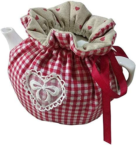 Tetera de algodón con diseño floral vintage, acogedora, a prueba de polvo, aislada, decorativa, cubierta de tetera para desayuno, calentador de cocina, mesa de café, accesorios decorativos, rejilla