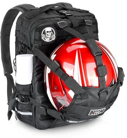 Goldfire Motorcycle Helmet Backpack Bag, Large Capacity Motorcycle ATV/UTV Cycling Riding Helmet Backpack Military Helmet Molle Storage Bag, Regular, Travel Backpacks