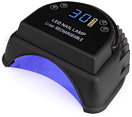 64W Cordless Gel Light,Built-in Lithium Battery Pro LED Gel Nail UV Lamp for Nails,Wireless Rechargeable UV Led Nail Curing Lamps Nail Dryer (Black)
