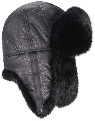 ITALYSHOP24COM OBC Herren Kaninchen MÜTZE PELZMÜTZE Fellmütze Wintermütze Fliegermütze Uschanka Polarmütze Trappermütze Aviator Bomber