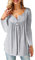 Beluring Long Sleeve Tops Women Tunic Tops Tunics Loose Shirt Blouse Grey Size 18 20
