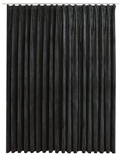 vidaXL Vorhang Verdunkelung mit Haken Verdunkelungsvorhang Kräuselband Thermo Gardine Blickdicht Dekoschal Wohnzimmer Samt Anthrazit 290x245cm