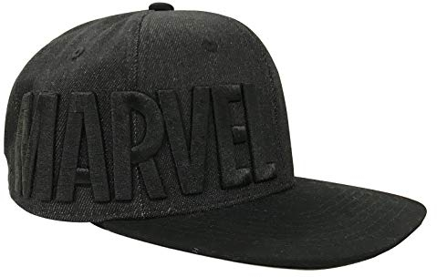Black Snapback Baseball Cap with Marvel Logo in Black -