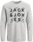 JACK & JONES Mens Slim Fit T-Shirt 100% Cotton Long Sleeves T-Shirts with Logo, Light Grey, Sizes- S
