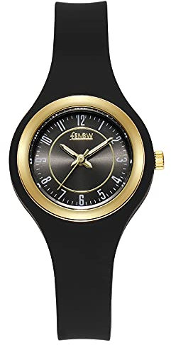 Montre-Bracelet à Quartz Analogique Décontractée pour Adolescents et Adultes, Bracelet en Silicone avec Boucle à Aiguille(Noir)