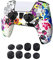Newseego PS5 Controller-Schutzhülle,Graffiti Splashing Skin Case-Hülle,Silicon Soft Case Skin Shell Anti-Rutsch-Schutzhülle mit FPS PRO Daumengriffen x 8 für Playstation 5 Wireless Controller,White 23
