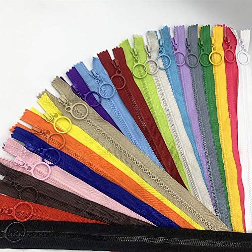 WKXFJJWZC 3 # 20 cerniere in resina con anello di tiro, 40 cm, chiusura lampo per borse fai da te, cucito, artigianato, cerniera (40 cm)