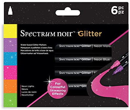 Spectrum Noir Glitter Markers 6 Pack - Neon Lights - Colour: Neon