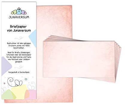 Briefpapier mit Umschlag Briefpapier-Set Vintage rot Motivpapier für Einladungen Hochzeit Urkunden (20 Blätter + 20 Umschläge)
