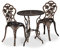 Relaxdays Gartenmöbel Set, 3-teilig, Tisch & 2 Stühle, Vintage Balkonmöbel, Aluguss, Garten Sitzgruppe, schwarz/bronze