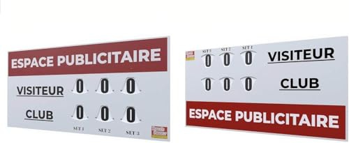 Tennis Scorer Tableau de Score Tennis (120 x 60 cm Grand Modèle) – Affichage Manuel à Disques rotatifs – Espace Sponsor – PVC | Garantie 5 Ans – Fabriqué en France – pour Clubs Tennis & Padel