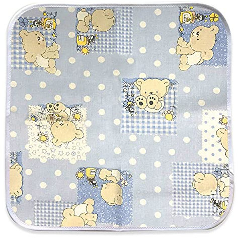 Panini Tessuti, Serviette aus Reiner Baumwolle für Essen - Mittagessen - Snack im Kindergarten Größe 31 x 31 cm Fancy Blaubären und Bienen