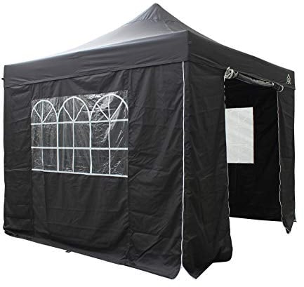 All Seasons Gazebos - Tonnelle pop-up 3x3m entièrement imperméable avec 4 parois latérales Premium - Noir