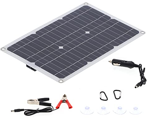 Panel solar 12V 23W Placa de carga solar semiflexible, doble salida USB + DC Módulo de cargador solar Kit de cargador de energía Accesorio, para automóvil, barcos, electrodomésticos, etc.
