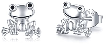 Frosch 925 Sterling Silber Ohrringe - Hypoallergen Tier-Design Schmuck Geschenk für Mädchen und Damen