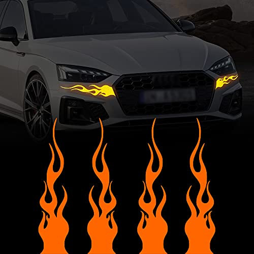 TOMALL 4 Stück 29 cm Reflektierende Aufkleber Auto Vinyl Racing Racing Flamme Streifen Aufkleber Golfwagen ATV Motorrad Fahrrad Skateboard Laptop DIY Dekoration (Orange)