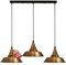 LEDSone 3 Head Yellow Brass Vintage Industrial Ceiling Hanging Light Shade Loft Style Metal Ceiling Pendant Lamp for Kitchen Island, Living Room, Dining Room E27 UK Holder Kit, Bowl, Yellow Brass