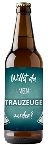GRAVURZEILE Flaschenetikett - Willst du mein Trauzeuge werden - Witzige Geschenke Trauzeuge fragen - Geschenk für den Trauzeugen zur Hochzeit - 120 x 97 mm - für jede Flasche geeignet Bier Whisky Wein