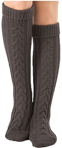 YAMEE Kniestrümpfe Damen Winter Strick Strümpfe, Knie-Lange Socken Stulpen für Damen Gestrickt, Stiefelstrümpfe Legwarmers für Damen 1 Paar