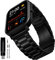 YABZOZ Armband Edelstahl Metall Ersatzarmband Kompatibel mit Amazfit GTS 3 / GTS/GTS 2 / GTS 2e/ GTS 2 Mini/GTR 42mm / Bip U/Bip U Pro/Pop Armband (Schwarz)