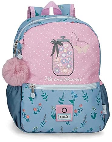 Enso We Love Flowers Vorschulrucksack, anpassbar, Rosa, 25 x 32 x 12 cm, Polyester, 9,6 l, Rosa, Vorschulrucksack anpassbar