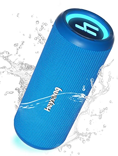 HEYSONG Bluetooth Lautsprecher, Musikbox Tragbarer Kabellos Bluetooth Box mit Licht, Wasserschutz Boxen und 360° Surround Sound, Dualen Bass-Treibern, TF Karte, USB Stick, Pool, Garten Zubehör - Blau