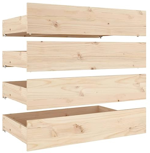 vidaXL 4X Cajones de Cama Almacenamiento Gaveta Accesorio Habitación Adultos Niños Adolescentes Dormitorio Noche Madera Maciza de Pino