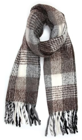 collezione alessandro Italienischer Schal Beth kariert mit Fransen 210cm x 30cm