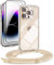 DiDaDi [5 in 1 Handykette Set für iPhone 12 Pro 6.1 Hülle mit Band+Transparent Schutzhülle+Schutzfolie+kameraschutz Glas, Abnehmbar Necklace Stylische Handyhülle zum Umhängen Kordel Case (Gold)