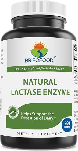 Brieofood Lactase Enzyme Pills - 3000 FCC ALU - 360 Tablets - 360 Servings - Non-GMO, Gluten Free