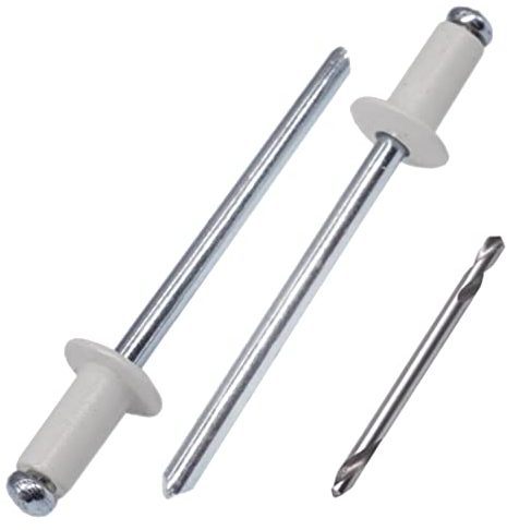 SKIR'CO Remaches ciegos pintados (100 piezas) 4,0 x 8 mm, remaches de aluminio, broca incluida (gris blanco RAL 9002)
