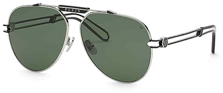 Philipp Plein Unisex SPP048M Sunglasses, 0583 Palladio C/Parti Nero Lucido, 62