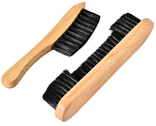 Teekerwan Set of Billiards Pool Table and Rail Brush Set, Billiard Pool Table Nylon Bristle Brush 9 Natural Wood Handle - Billiards Pool Snooker Accessories