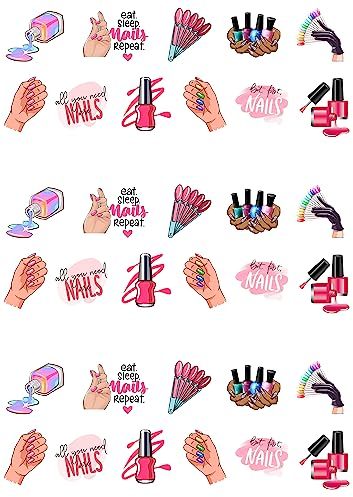 33 Stand Up Nails, Nail Varnish Themed Edible Wafer Paper Cake Toppers Decorations