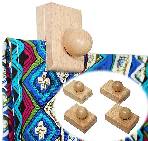 laffeya Abrazaderas de tapiz, 4 clips de madera para colgar alfombras, colgador de pared para colgar en la pared y exhibir, ganchos de madera para mantas (haya 4)