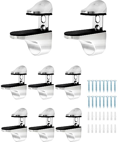 QWORK® 8 Pezzi Reggimensola Vetro, Staffe Regolabili Montaggio a Parete per Mensole Vetro/Legno Spessore 3-20 mm