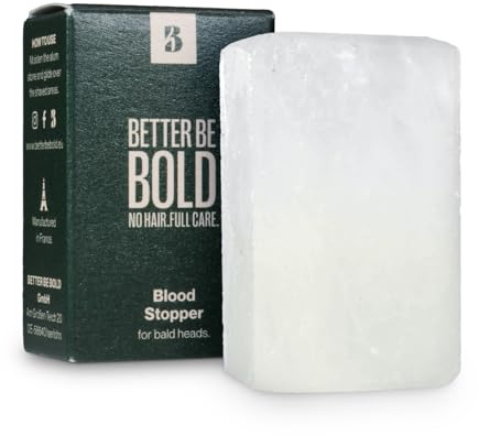 BETTER BE BOLD – Pierre d’alun hémostatique 75 g I Arrête les saignements après rasage I Antiseptique antibactérien I 100% naturel I Fabriquée à la main en France I soin après-rasage cuir chevelu pur