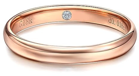 AmDxD Fedi nuziali in oro rosa 18 carati 750 classico delicato anello bianco 0,018 ct, Oro rosa 18 carati (750), Diamante