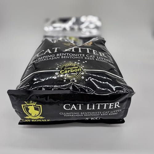 Cat Royale Bentonit Katzenstreu 100% Natürlich Klumpstreu Active Carbon 25L(5 * 5L)