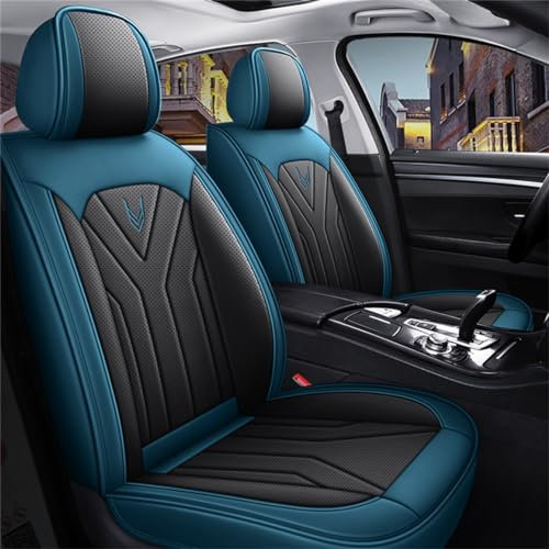 IBCEL Autositzbezüge Kompletter Satz 5 Sitzer für Ford Focus Autositzbezügen Leder Autositzbezug Porosität Sitzbezüge Vorne und Hinten Sitzschoner Schwarz Blau