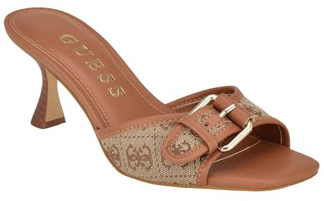 GUESS Women's Dista Heeled Sandal, Beige/Brown 210, 6 UK