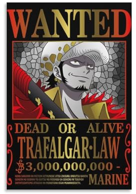 Anime-Poster One Piece Wanted, Trafalgar Law Poster, coole Kunstwerke, Malerei, Wandkunst, Leinwanddrucke, hängende Bilder, Poster, 30 x 45 cm