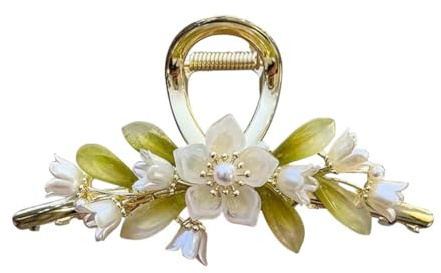 yangzerang Flower Shark Clip Bell Orchid Flower Hair Clip Korean Style Hair Clip Women Ponytail Buckle Girl Hair Claw French Bell Orchid Cute Hair Barrette for Women Girls