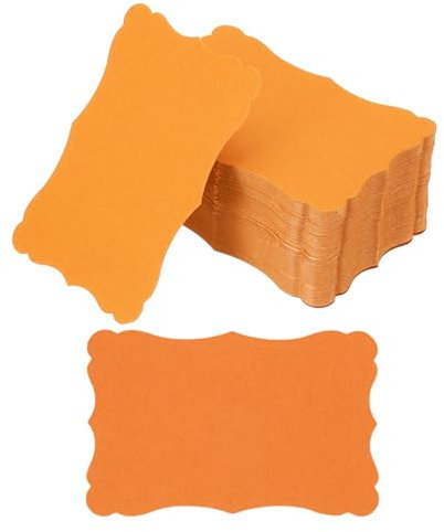 PATIKIL 3,7x2,4 Blanko-Papier Visitenkarten, 120er Pack Kleine Index-Karteikarten Wörter Nachricht Notizkarte Mini-Papierschilder Spitze für DIY-Geschenk, Orange