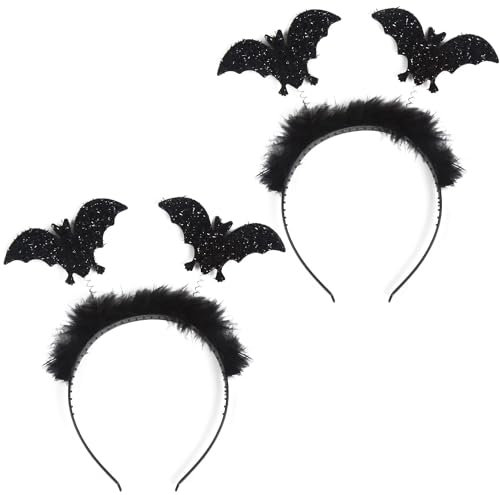 SULOLI 2pcs Halloween Bandeaux de Chauve-souris,Serre-Têtes d'Halloween,Halloween Accessoires de Cheveux Serre-Tête Chauve-souris Noir Parfait pour Halloween Carnaval