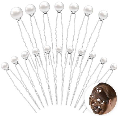 JIEYAO 18pcs Épingles À Cheveux Avec Perles, Accessoires Pour Cheveux En Forme De U Mariée 5 Tailles Épingles À Cheveux En Perles De Mariée Pour Mariage Bal Fête Filles Demoiselle D'honneur